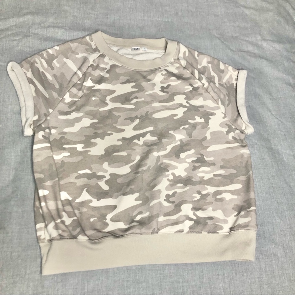GAP Women’s Camouflage Sweatshirt - Gray and Cream